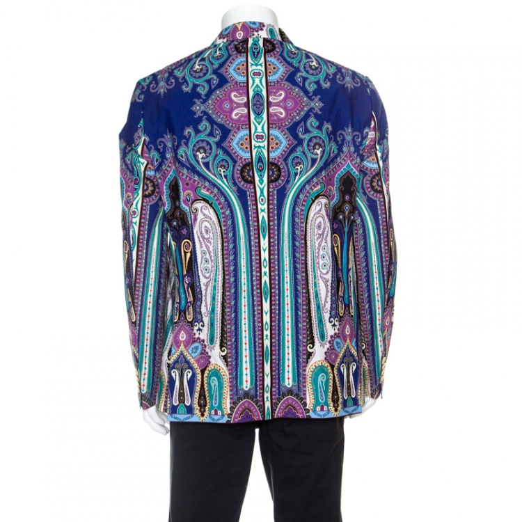 Pre Owned Etro Multicolor Paisley Printed Cotton Superleggera Minerva Blazer L