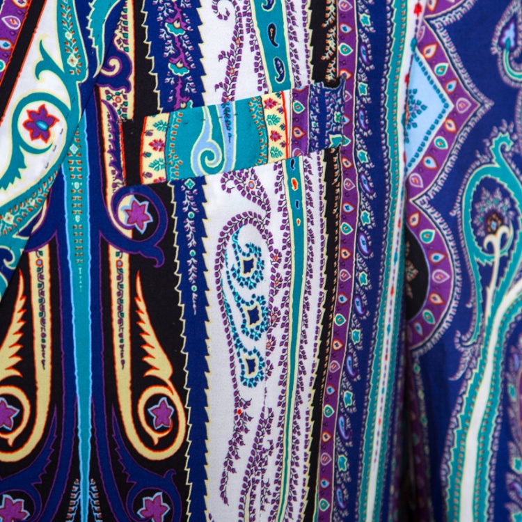 Pre Owned Etro Multicolor Paisley Printed Cotton Superleggera Minerva Blazer L