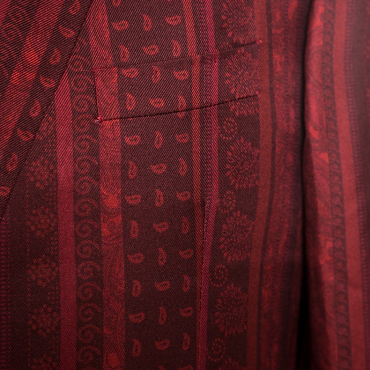 Pre Owned Etro Red Paisley Printed Silk Minerva Blazer L