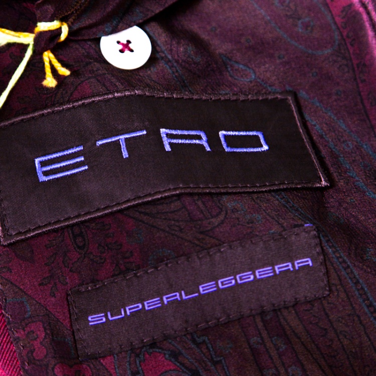 Pre Owned Etro Red Paisley Printed Silk Minerva Blazer L