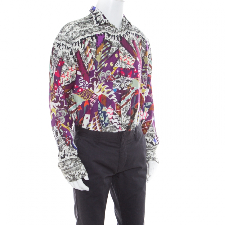 Pre Owned Etro Multicolor Printed Linen Long Sleeve Button Front Tom Regular Fit Shirt XL