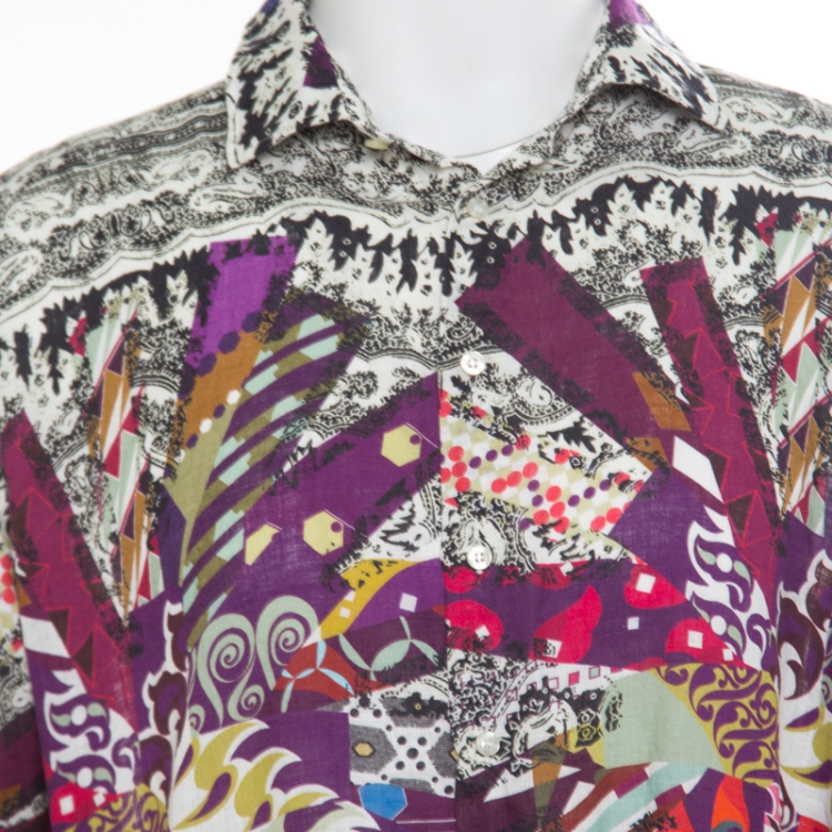 Pre Owned Etro Multicolor Printed Linen Long Sleeve Button Front Tom Regular Fit Shirt XL