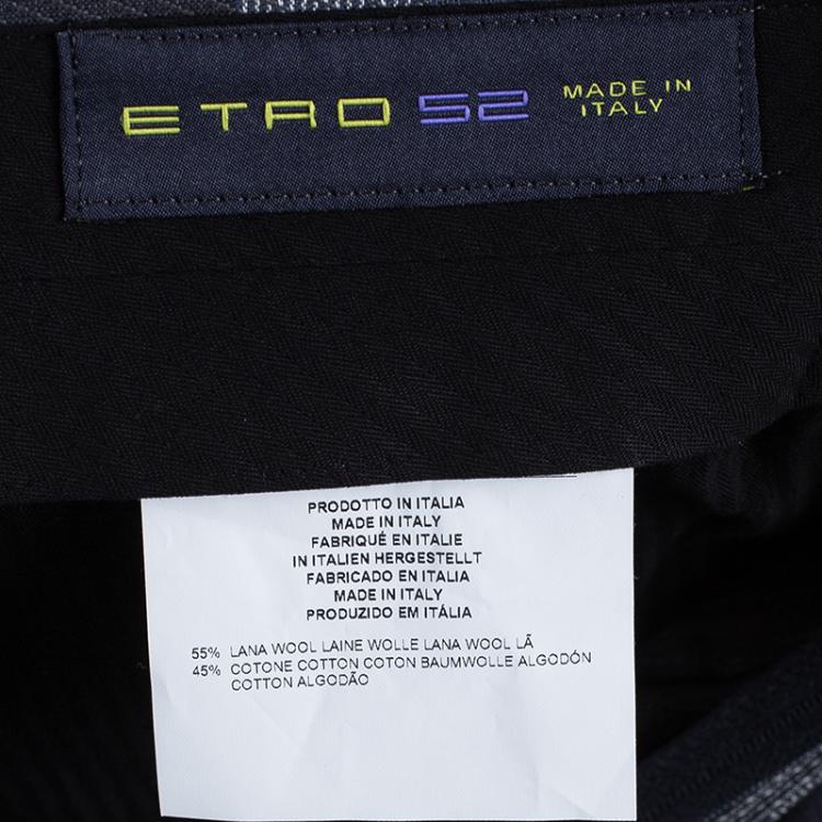 Pre Owned Etro Navy Blue Checked Regular Fit Suit L