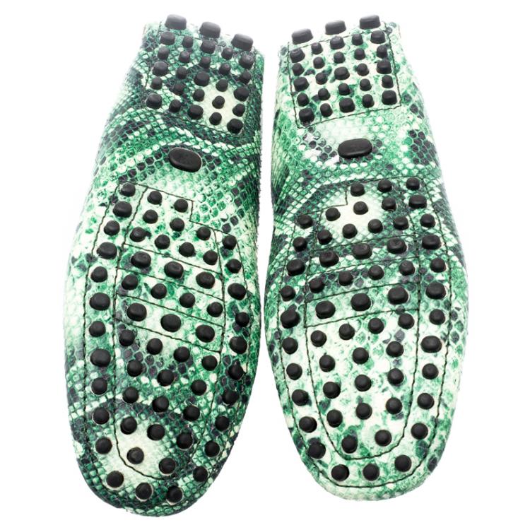 Pre Owned Etro Green Python Embossed Leather Loafers Size 43
