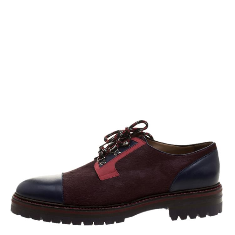 Pre Owned Etro Multicolor Leather and Calfhair Oxfords Size 44