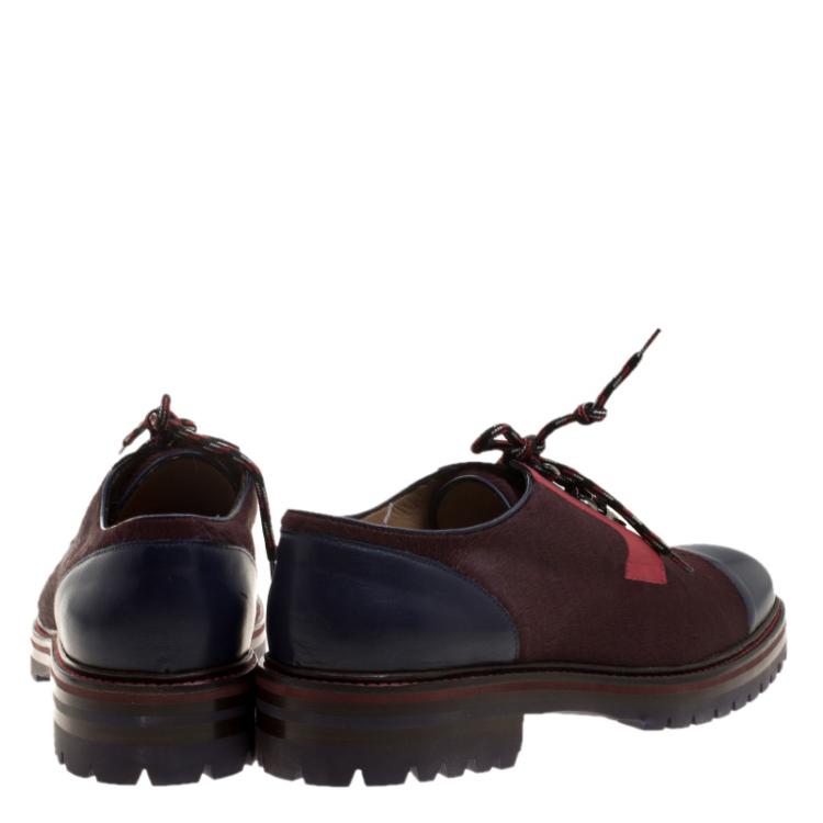 Pre Owned Etro Multicolor Leather and Calfhair Oxfords Size 44