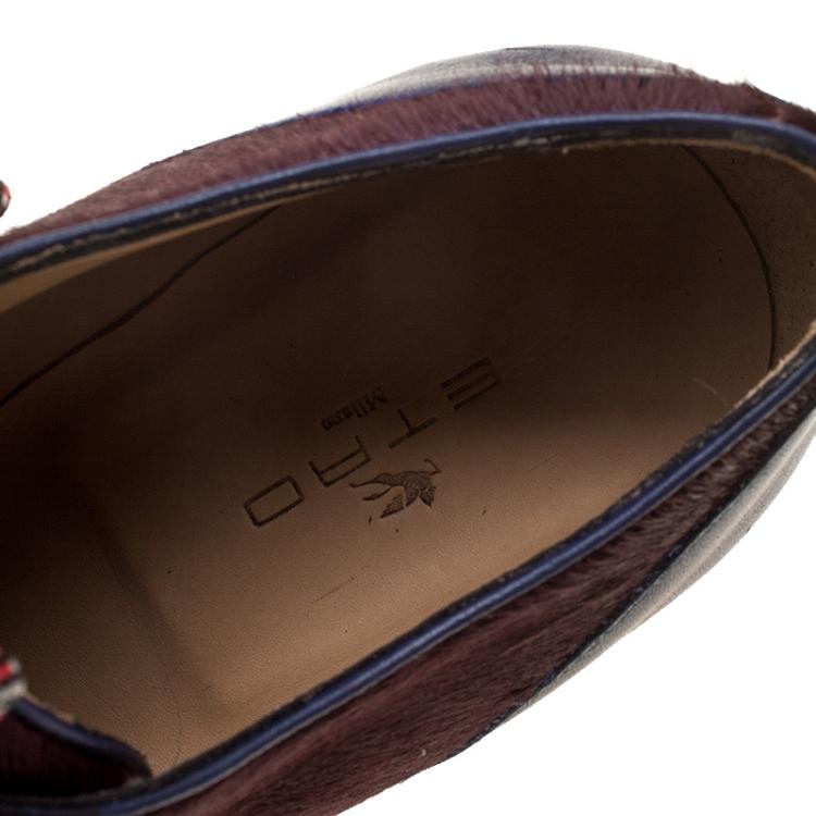 Pre Owned Etro Multicolor Leather and Calfhair Oxfords Size 44