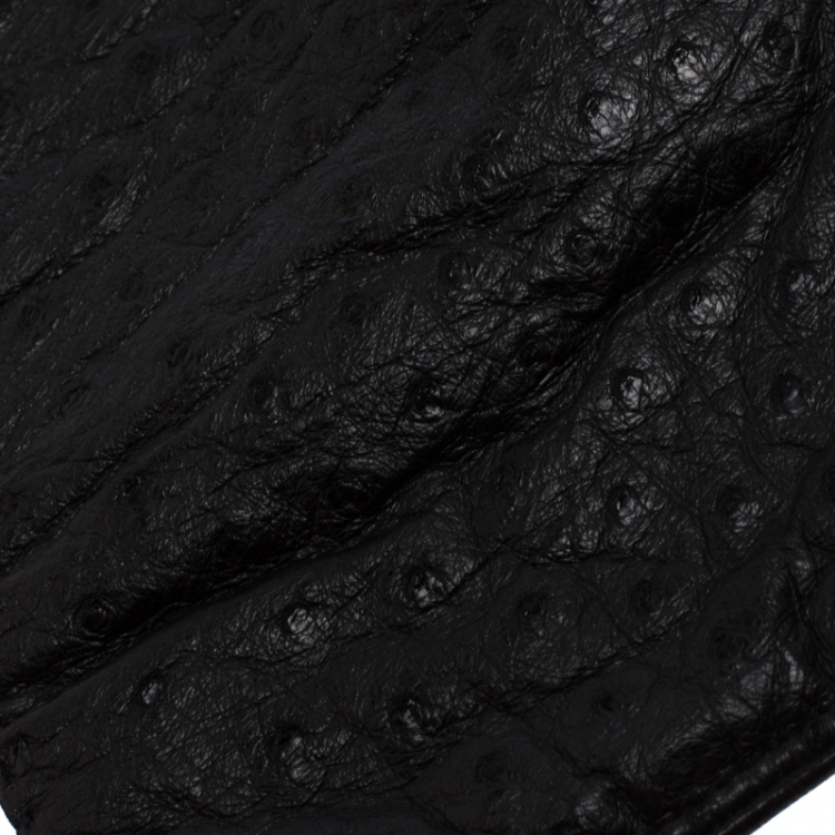 Pre Owned Etro Black Ostrich Gloves M