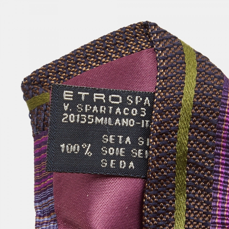 Pre Owned Etro Multicolor Striped Silk Skinny Tie 