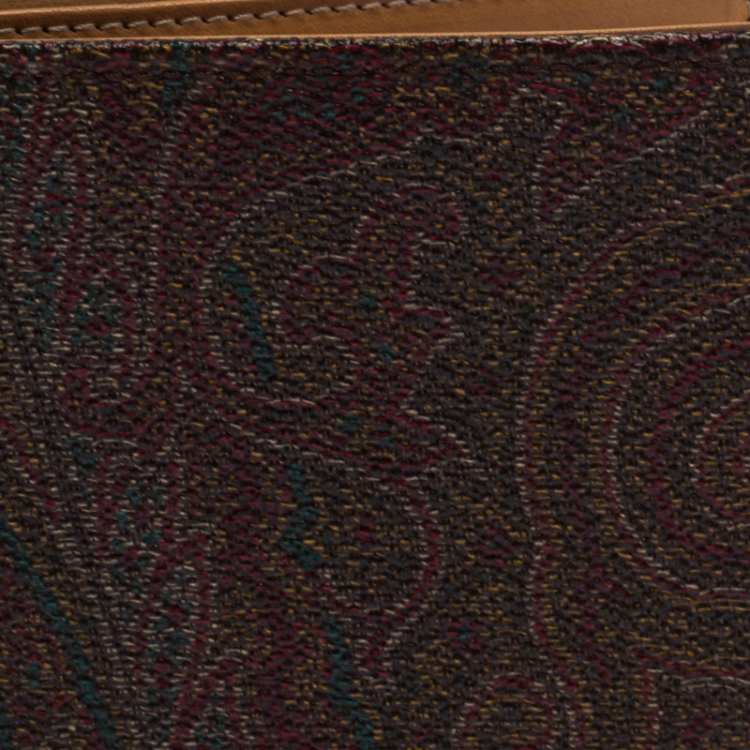 Pre Owned Etro Brown Paisley Print Coated Canvas Bi Fold Wallet