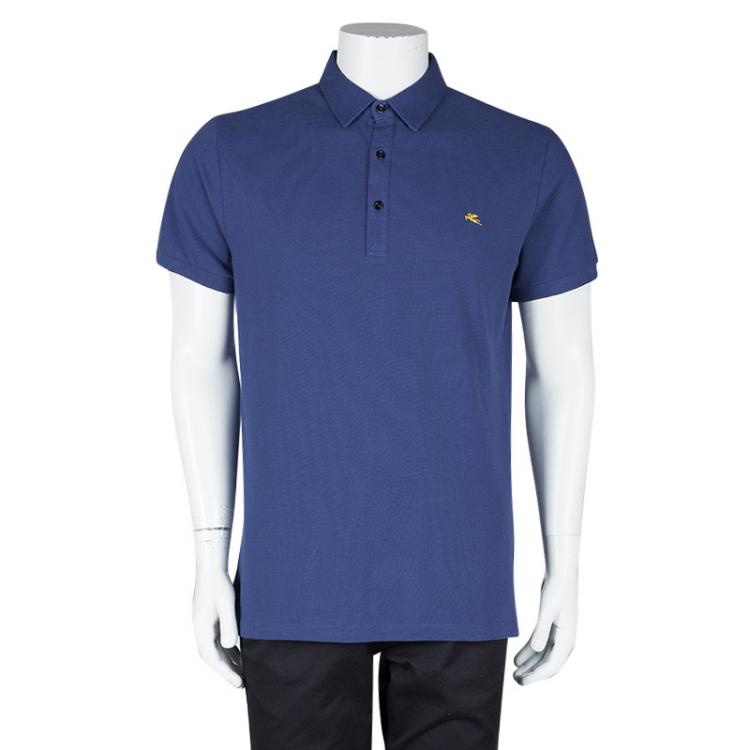 Pre Owned Etro Blue Short Sleeve Polo T-Shirt L