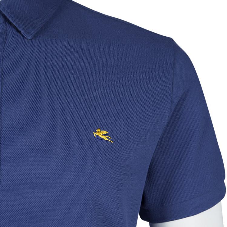 Pre Owned Etro Blue Short Sleeve Polo T-Shirt L
