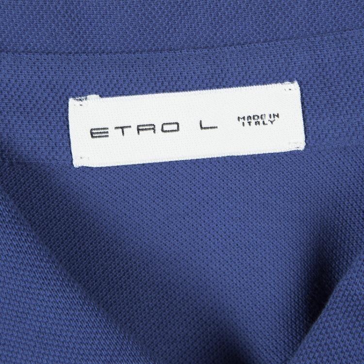Pre Owned Etro Blue Short Sleeve Polo T-Shirt L