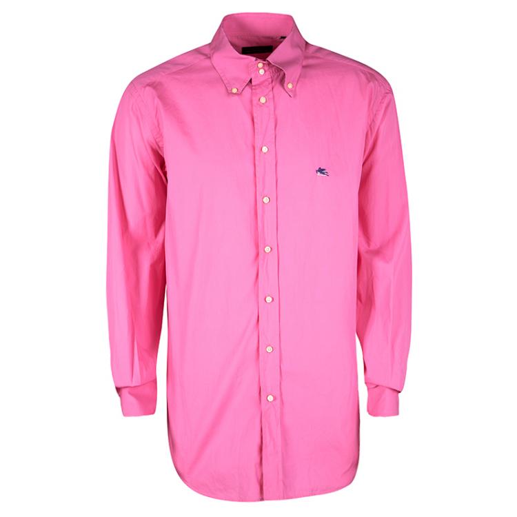 Pre Owned Etro Pink Cotton Long Sleeve Button Front Shirt XXL
