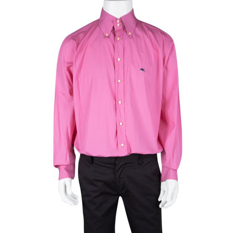 Pre Owned Etro Pink Cotton Long Sleeve Button Front Shirt XXL