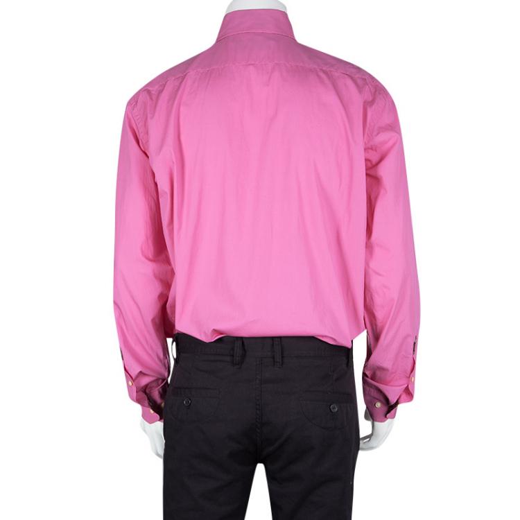 Pre Owned Etro Pink Cotton Long Sleeve Button Front Shirt XXL