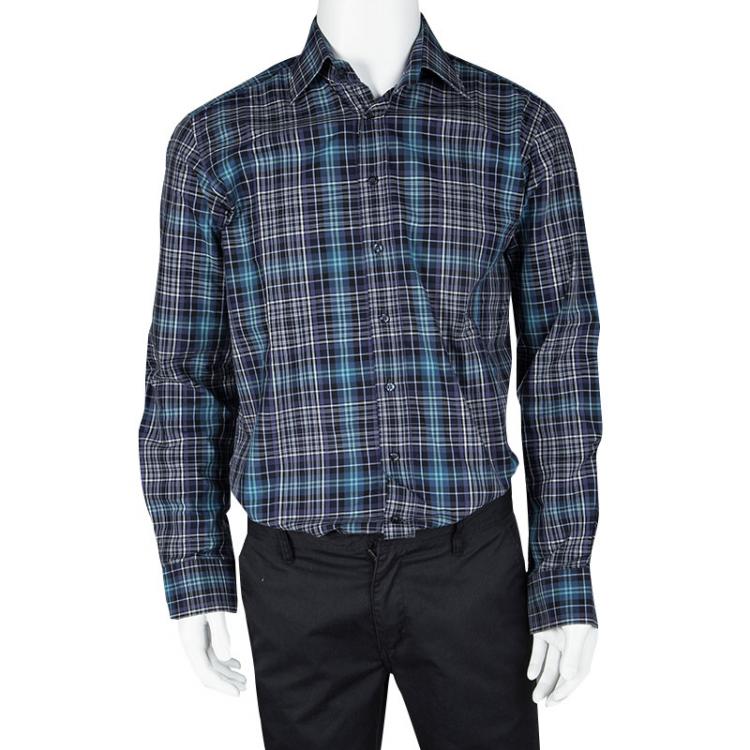 Pre Owned Etro Multicolor Checked Long Sleeve Button Front Shirt M