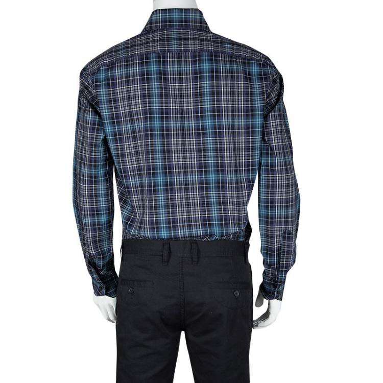 Pre Owned Etro Multicolor Checked Long Sleeve Button Front Shirt M
