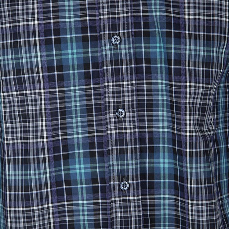Pre Owned Etro Multicolor Checked Long Sleeve Button Front Shirt M