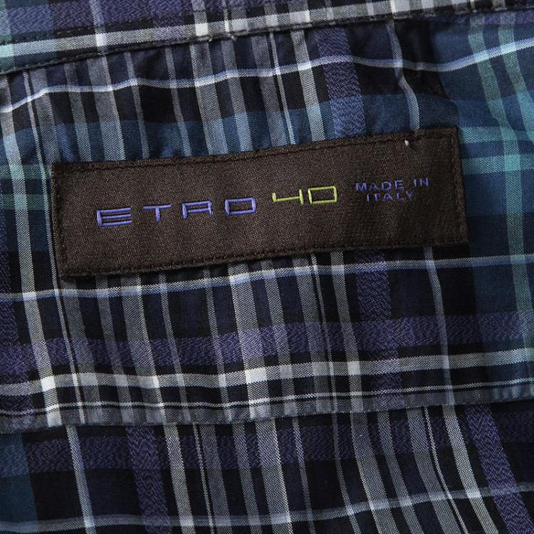 Pre Owned Etro Multicolor Checked Long Sleeve Button Front Shirt M