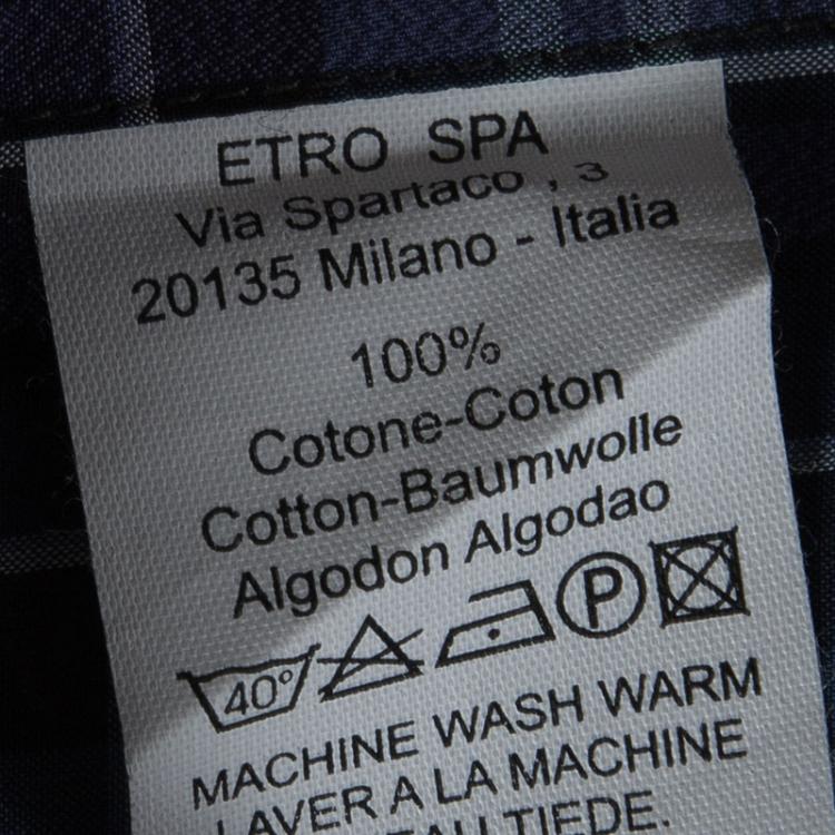 Pre Owned Etro Multicolor Checked Long Sleeve Button Front Shirt M