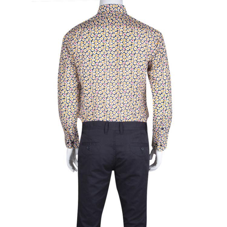 Pre Owned Etro Multicolor Printed Cotton and Silk Blend Long Sleeve Button Front Shirt M