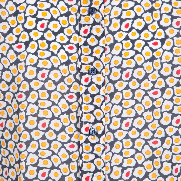 Pre Owned Etro Multicolor Printed Cotton and Silk Blend Long Sleeve Button Front Shirt M