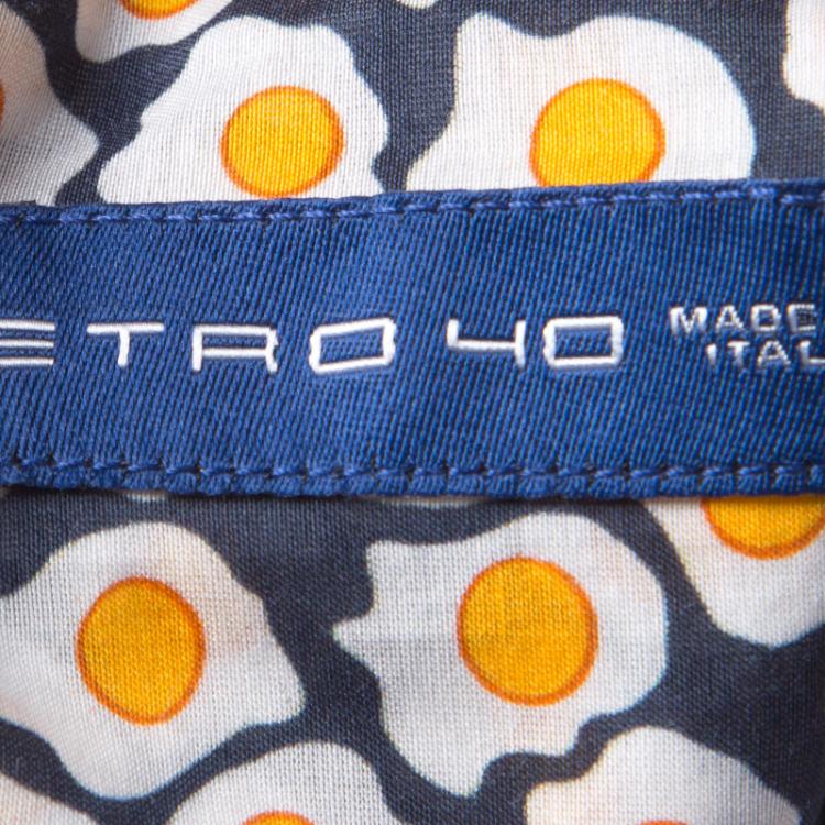 Pre Owned Etro Multicolor Printed Cotton and Silk Blend Long Sleeve Button Front Shirt M