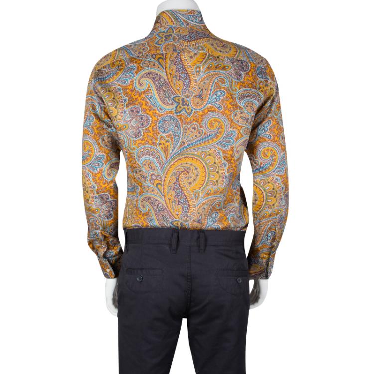 Pre Owned Etro Multicolor Paisley Printed Cotton Long Sleeve Button Down Shirt M