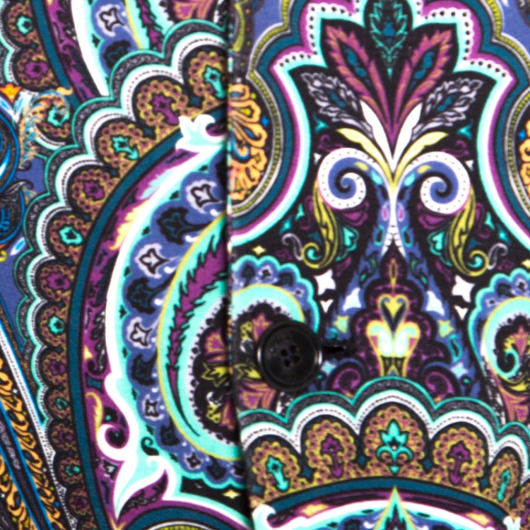 Pre Owned Etro Multicolor Paisley Printed Cotton New Jersey Blazer L