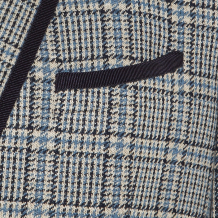 Pre Owned Etro Blue Glen Plaid Checked Linen and Cotton Superlegger Blazer XL