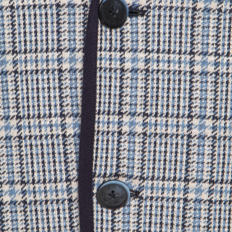 Pre Owned Etro Blue Glen Plaid Checked Linen and Cotton Superlegger Blazer XL