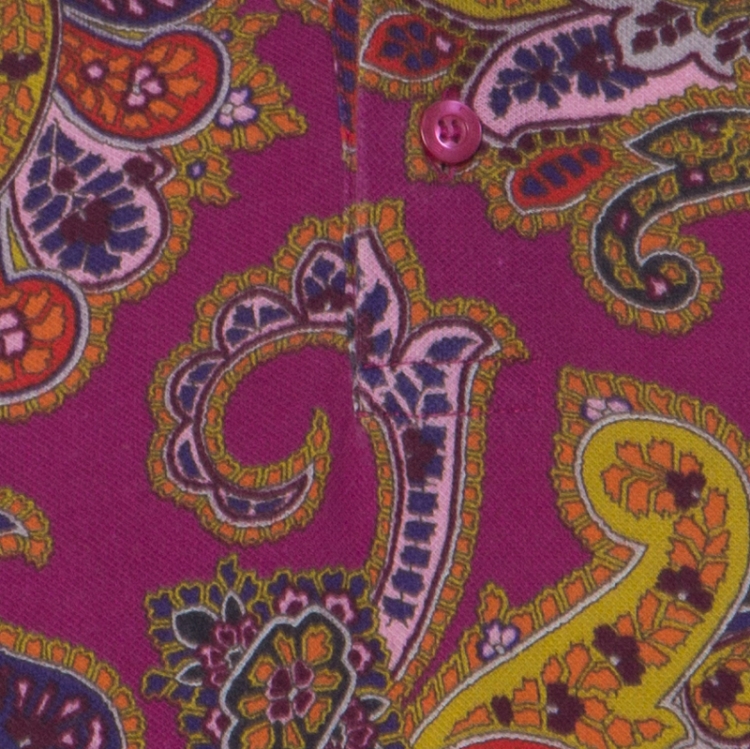 Pre Owned Etro Pink Paisley Print Cotton Contrast Collar Polo Shirt L 