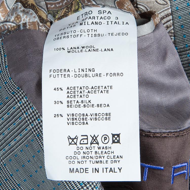 Pre Owned Etro Men's Gray Wool Suit XL