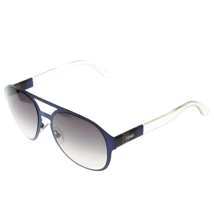 Pre Owned Fendi Blue FF0082/S Aviator Sunglasses