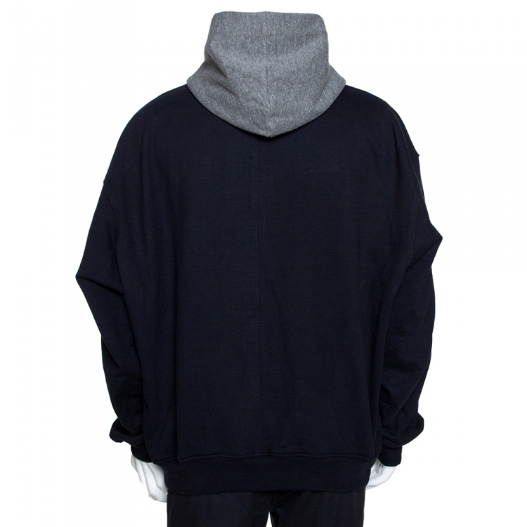 Pre Owned Fear of God Fifth Collection Navy Blue Cotton Hooded Sweatshirt L