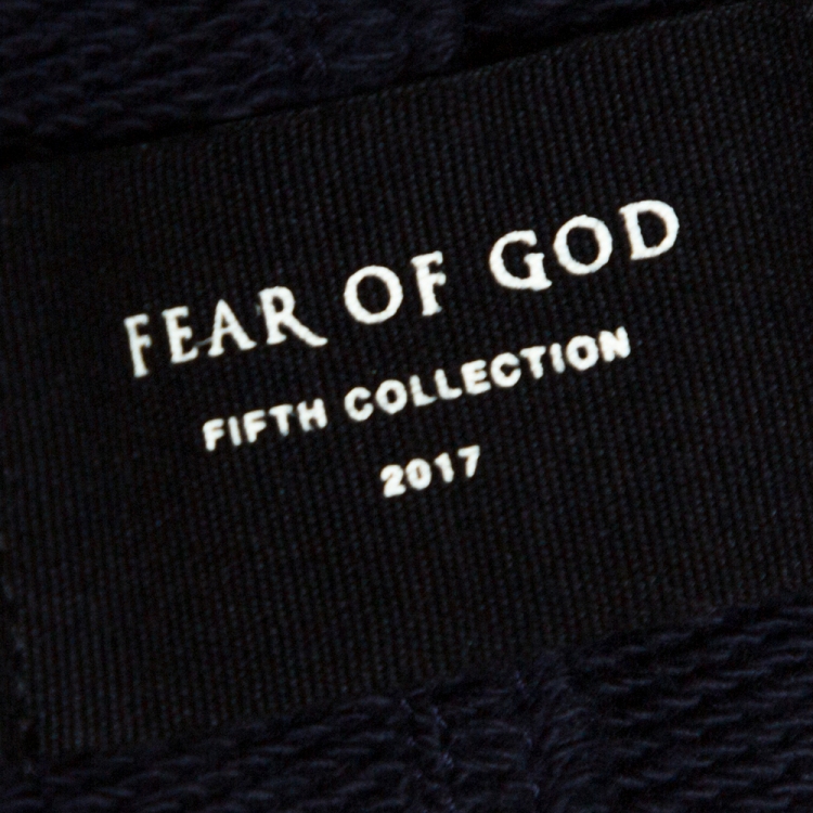 Pre Owned Fear of God Fifth Collection Navy Blue Cotton Hooded Sweatshirt L