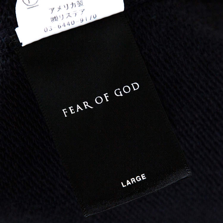 Pre Owned Fear of God Fifth Collection Navy Blue Cotton Hooded Sweatshirt L