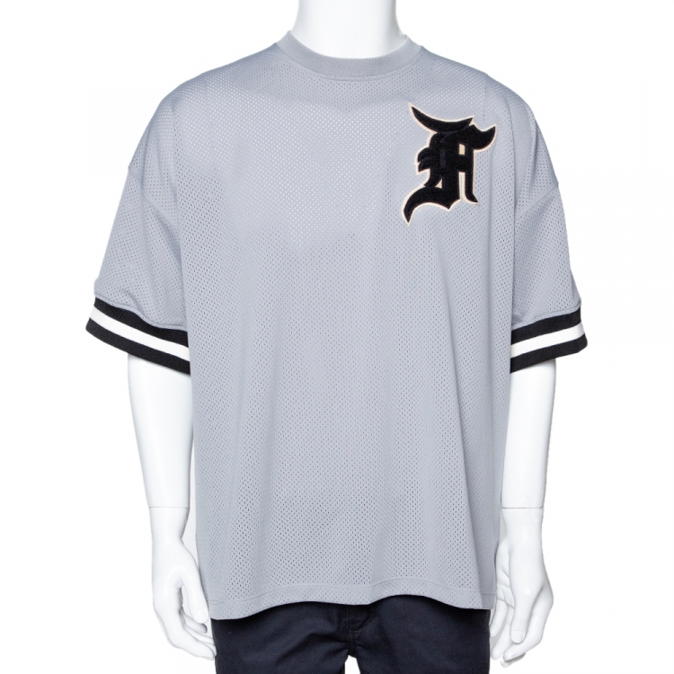 Fear of God Grey Mesh Baseball Jersey Oversized T-Shirt M Fear of