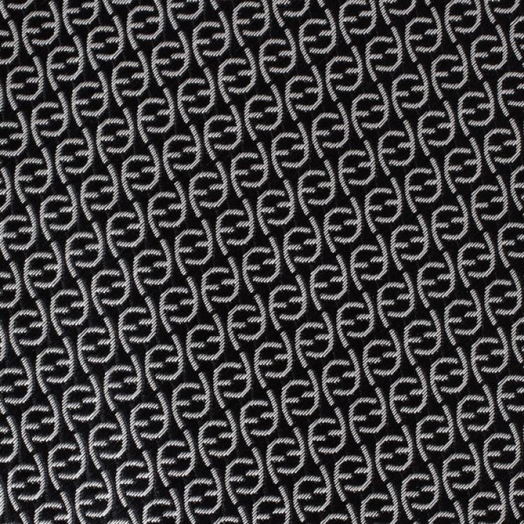 Pre Owned Fendi Black FF Embroidered Silk Tie