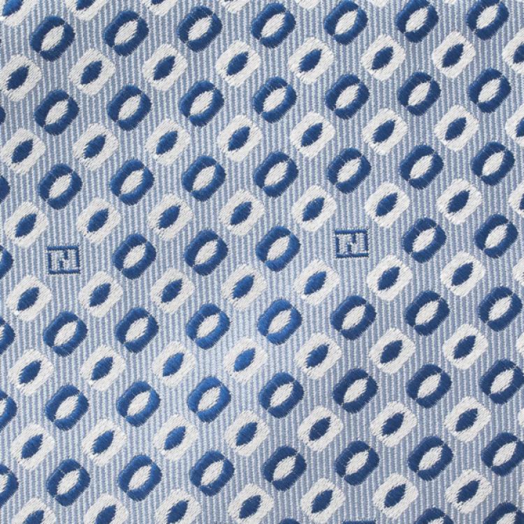 Pre Owned Fendi Blue Silk Embroidered Tie