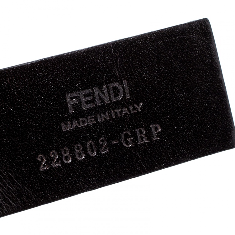 Pre Owned Fendi Brown/Orange Zucca Canvas and Leather Reversible Belt 110cm