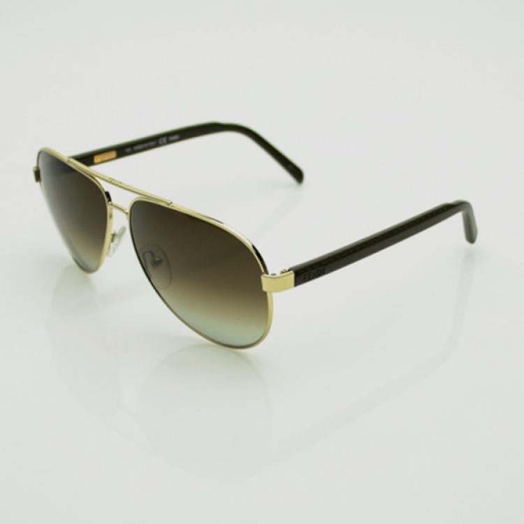 Pre Owned Fendi Gold Sun 5332 Avaitor Sunglasses