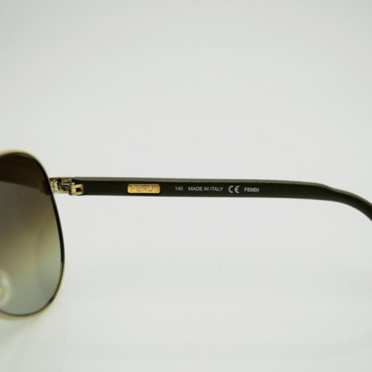 Pre Owned Fendi Gold Sun 5332 Avaitor Sunglasses