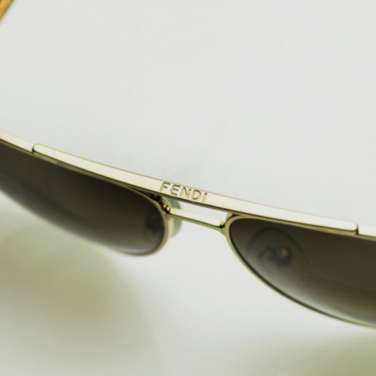 Pre Owned Fendi Gold Sun 5332 Avaitor Sunglasses