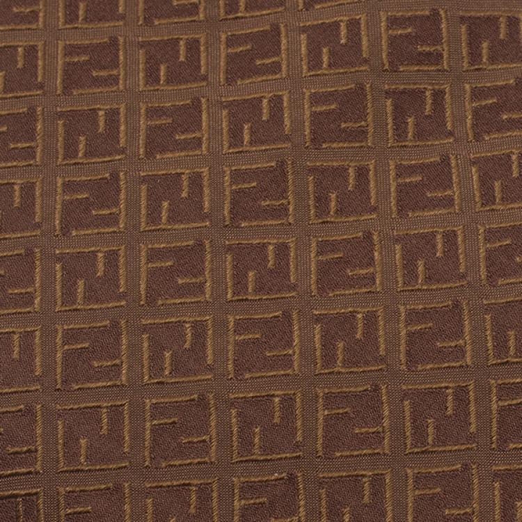 Pre Owned Fendi Brown FF Embroidered Silk Tie