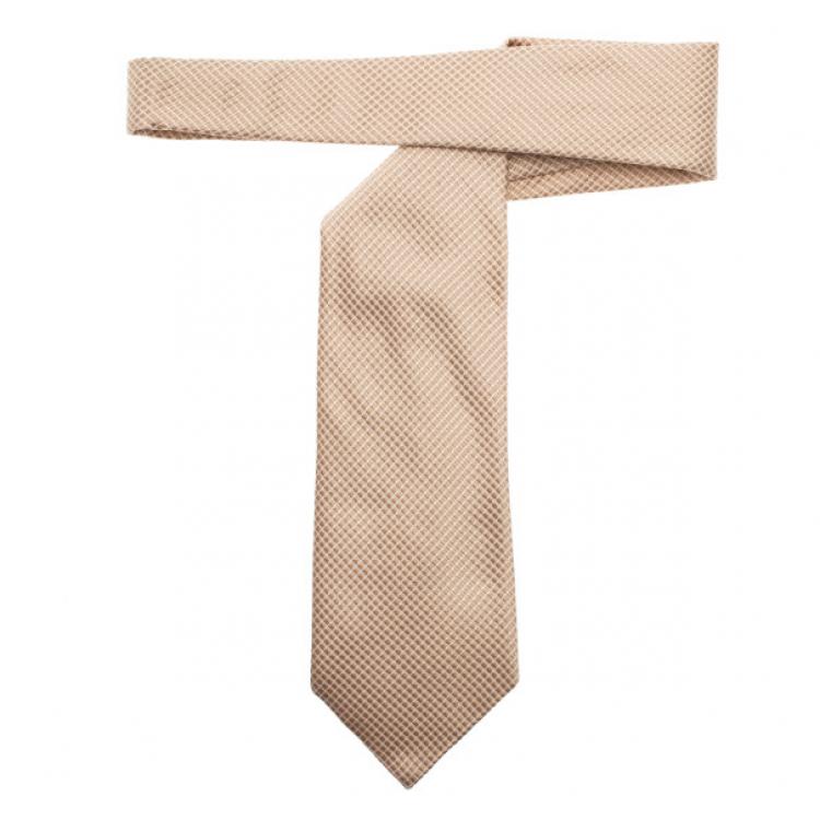 Pre Owned Fendi Gold Embroidered Silk Tie