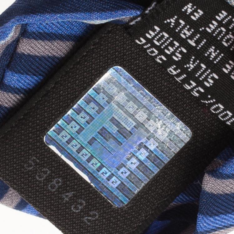 Pre Owned Fendi Blue Striped Silk Tie