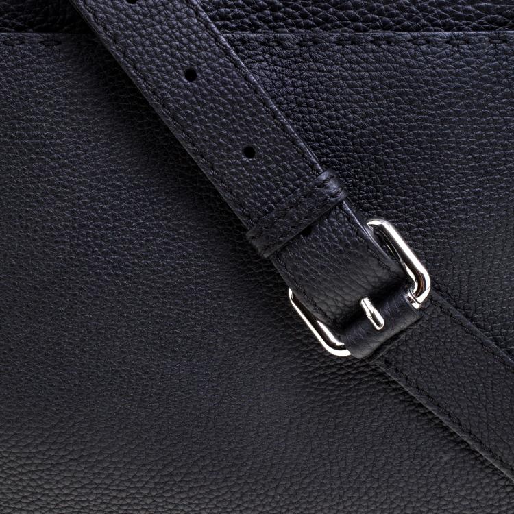 Pre Owned Fendi Black Selleria Leather Messenger Bag