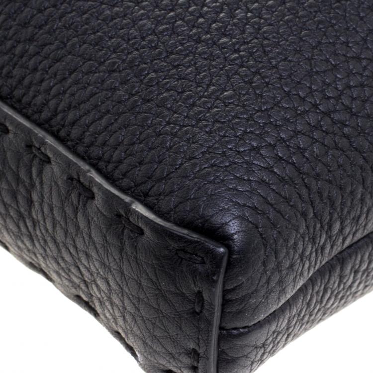 Pre Owned Fendi Black Selleria Leather Messenger Bag